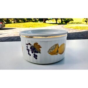 Royal Worcester Souffle Dish Evesham Gold Vintage White Fruit Fine China 7in